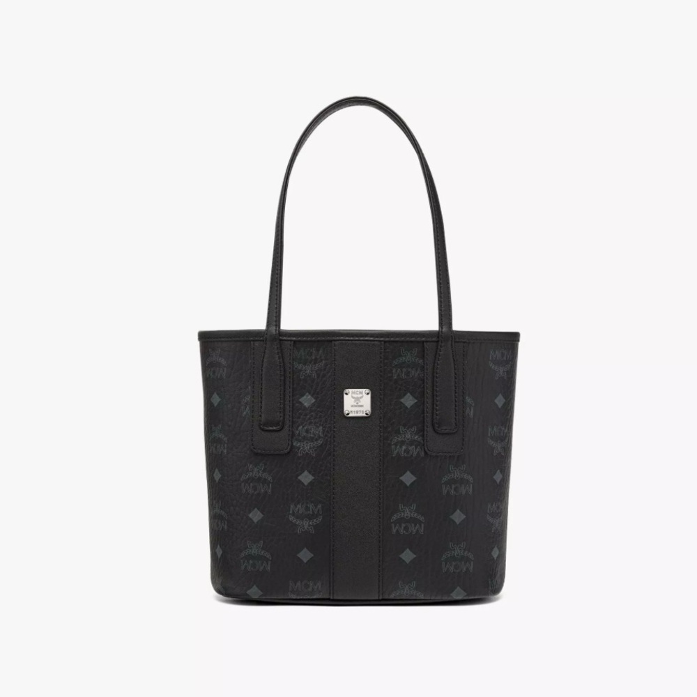 MCM Black Monogram Tote Bag